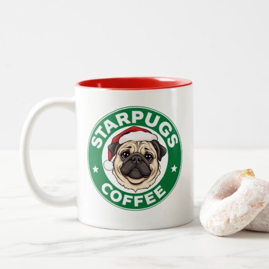 スタープグコーヒークリスマスパグ ツートーンマグカップ (ドーナツ)