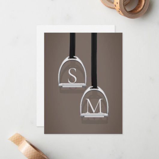 スタープモノグラムのアップアイロンセピアブラウンエクストリアン ノートカード (正面/裏面インサイチュ)