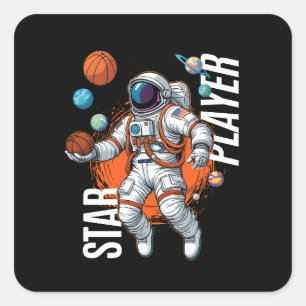 スタープレーヤー – 宇宙バスケットボールビベスベビー用ビブ スクエアシール