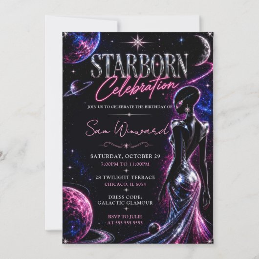 スターボーン・セレブレーション 誕生日パーティー 招待状 (正面)