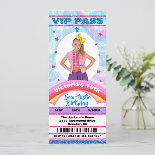 スターポップ・アートのボウフォトVIPパスチケット誕生日 招待状 (スタンド正面)