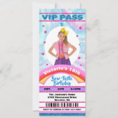 スターポップ・アートのボウフォトVIPパスチケット誕生日 招待状 (正面)