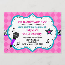 スターポップ・アートの誕生日招待状ロックスターガール 招待状