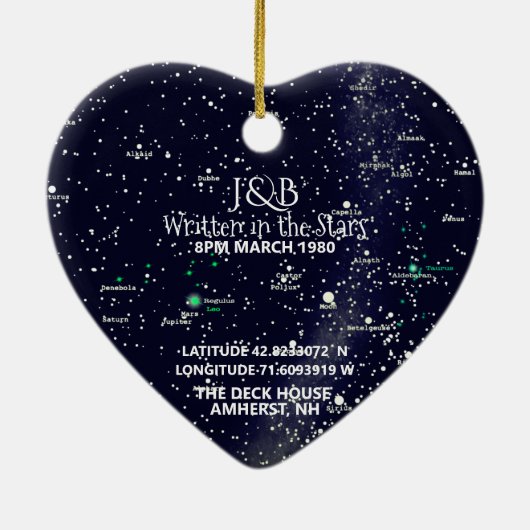 スターマップとフォトオーナメント セラミックオーナメント (裏面)
