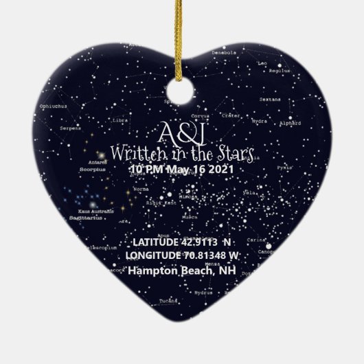 スターマップとフォトオーナメント セラミックオーナメント (裏面)