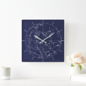 スターマップ |ヴィンテージ深いブルーナイトスカイ スクエア壁時計 (ホーム)