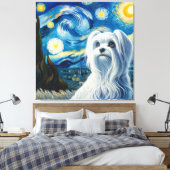 スターマルチーズドッグポートレートペットポートレート キャンバスプリント (インサイチュ (寝室))