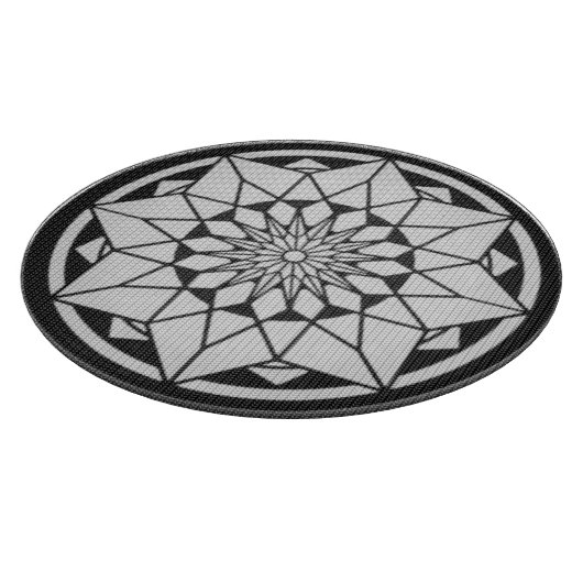 スターマンダラ編み物ブラック&ホワイト カッティングボード (角)