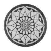 スターマンダラ編み物ブラック&ホワイト カッティングボード (正面)