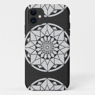 スターマンダラ編み物ブラック&ホワイト iPhone 11 ケース