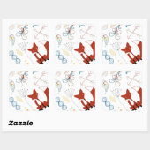 スターミスターフォレストキツネウッドランドフローラルパターン スクエアシール (シート)