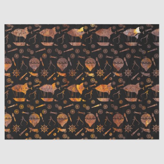 スタームパンクすごいカラフルラスティ飛行船 薄葉紙 (正面)