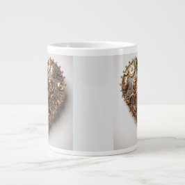 スタームパンクエレガントクロックギアハート ジャンボコーヒーマグカップ