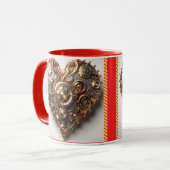 スタームパンクエレガントクロックギアハート マグカップ (正面左)