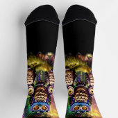 スタームパンクフクロウの家族が森の中で黒に ソックス (上部)