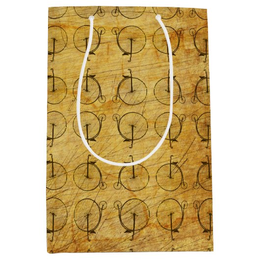 スタームパンクペニーパターン（の模様が）あるファーシング ミディアムペーパーバッグ (正面)