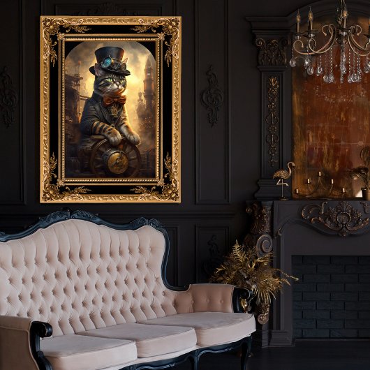 スタームパンク服のタビーキャットAI生成 フォトプリント