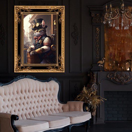 スタームパンク服のタビーキャットAI生成 フォトプリント