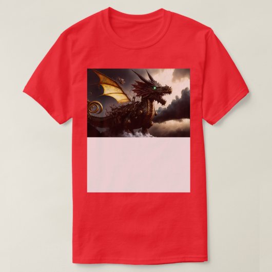 スタームパンク・ドラゴンが嵐に乗り込む Tシャツ (デザイン正面)