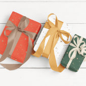 スターモダンさくらんぼグリーンホワイトクリスマスハッピー ラッピングペーパーシート