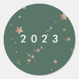 スターモダングリーンホワイトクリスマスハッピークラシックズRo ラウンドシール