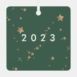 スターモダングリーンホワイトクリスマスハッピークラシック メタルオーナメント