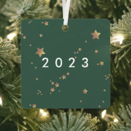 スターモダングリーンホワイトクリスマスハッピークラシック メタルオーナメント