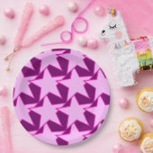 スターモダンジオメトリック – ピンクとアメジスト紫 ペーパープレート (パーティー)