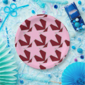 スターモダンジオメトリック – ピンクとブルゴーニュ ペーパープレート (パーティー)