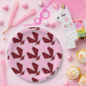 スターモダンジオメトリック – ピンクとブルゴーニュ ペーパープレート (パーティー)