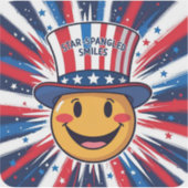 「スターモダンス色のスマイル」愛国的スマイリー シール (正面)