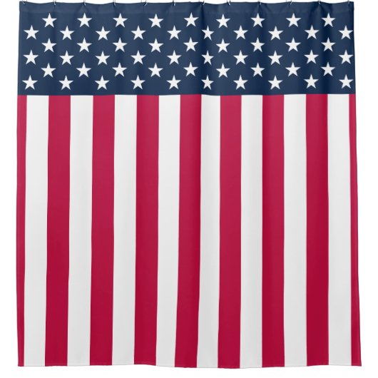 スターモダンズとストライプ米国国旗 シャワーカーテン (正面)