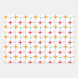 スターモダンズクリスマス、レトロミッドセンチュリーモダン ラッピングペーパーシート