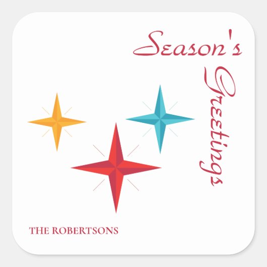 スターモダンズ、ミッドセンチュリーのモダンレトロ・クリスマス スクエアシール (正面)