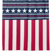 スターモダンズnストライプレッドホワイトとブルー シャワーカーテン (正面)