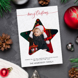 スターモダンフォトメリークリスマスホリデー 招待状