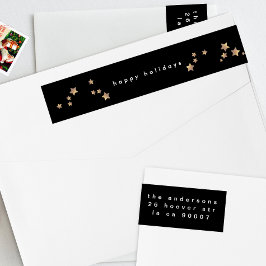 スターモダンブラックオニックスクリスマスハッピーホリデー ラップアラウンドラベル