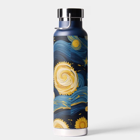 スターモダンリーナイトヒマワリパーソナライズされた名 ウォーターボトル (右面)