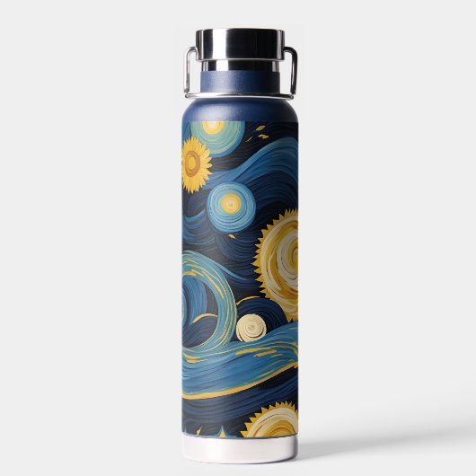 スターモダンリーナイトヒマワリパーソナライズされた名 ウォーターボトル (背面)