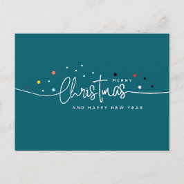 スターモダンリーナイト、ティール（緑がかった色）タイポグラフィ シーズンポストカード