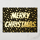 スターモダン・メリー・エレガントクリスマス・ブラックと金ゴールド 箔シーズンカード (正面)