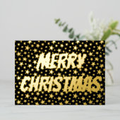 スターモダン・メリー・エレガントクリスマス・ブラックと金ゴールド 箔シーズンカード (立ち正面)