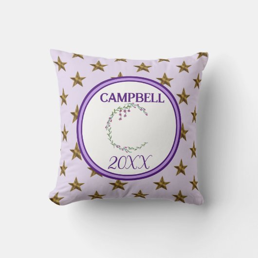 スターモノグラムイニシャルフローラ自然ホームデコール クッション (正面)