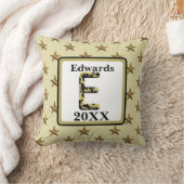 スターモノグラム金ゴールドエレガントイニシャルホームデコール クッション (ブランケット)