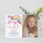 スターユニコーンレインボー誕生日招待状写真 招待状 (スタンド正面)