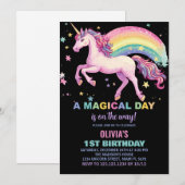 スターユニコーンレインボー誕生日招待状 招待状 (正面/裏面)