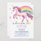 スターユニコーンレインボー誕生日招待状 招待状 (正面/裏面)