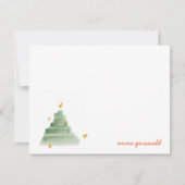 スターライトウォーターカラークリスマスツリーホリデー ノートカード (正面)