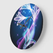 スターライトエレガンス：フローラデザイン深いブルークロック ラージ壁時計 (傾斜)