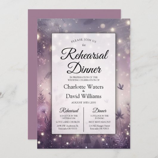スターライトエンチャントイン開花リハーサルディナー 招待状 (正面/裏面)